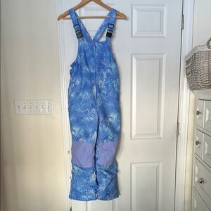 Lands End Blue and Purple starry snow bibs